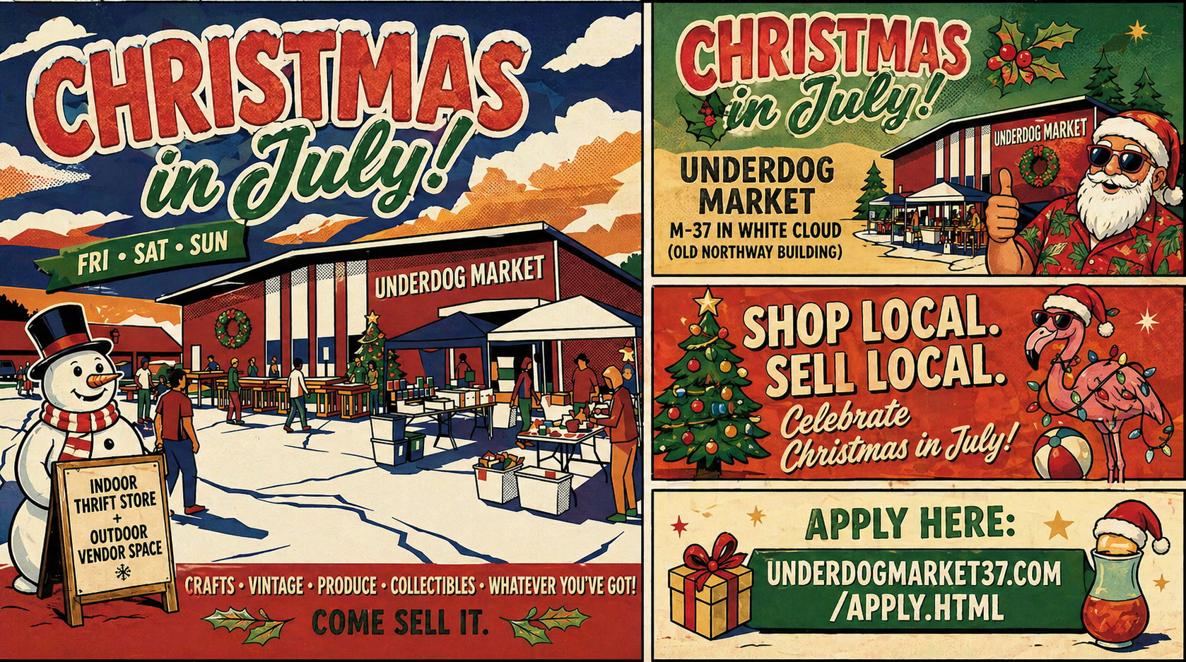 Christmas in July at Underdog Market — vintage poster preview